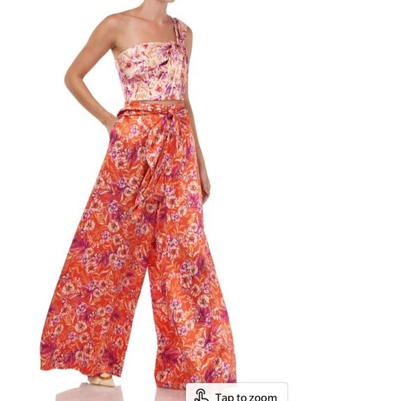 Amur Pants - Amur Geneva 100% Silk Floral Wide Leg Pant